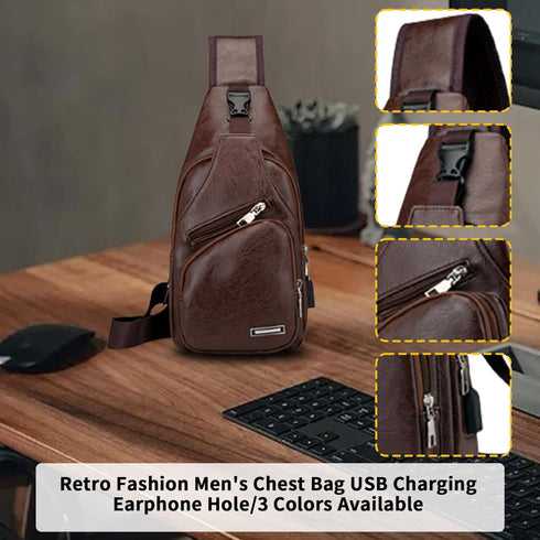 Generic Backpack, Crossbody Bag Leather Sling Bag Shoulder Leather Crossbody Sling Bag with USB Charge Port