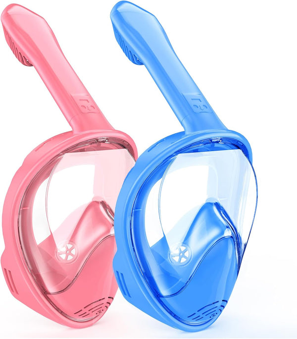 Kids Snorkel Mask Full Face | Snorkeling Gear for Ages 2-14 with Camera Mount, 180 Degree Panoramic View