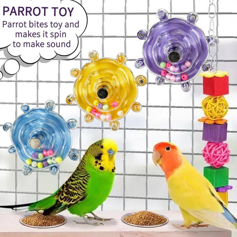 Parakeet Toys, Small Parrot Rotating Interactive Training Toy, Parakeet Cage Accessories, Budgie Toys, Cockatiel Toys