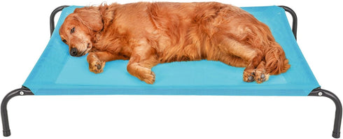 Furhaven Elevated Pet Cots, Cooling & Breathable Nylon Mesh Hammock for Large Dogs, Easy-to-Assemble, Capri Blue