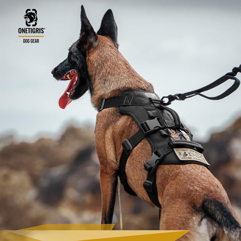 OneTigris Escape Proof Dog Harness, Tactical No Pull Harness for Large Dogs, Multi-Use Support with Handles