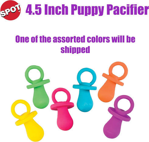 SPOT 4.5 Inch, Puppy Pacifier Latex Dog Toy Soft Binky-Shaped Chew for Teething Puppies & Small Dogs, for Light Chewers