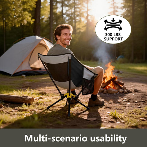 ADSMART 300 Lbs Portable Camping Chair Lightweight Folding Chair for Camping - Outdoor Chair Supports - Camp Chair