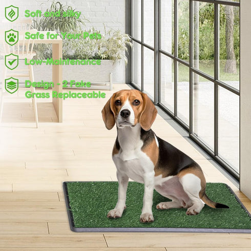 2-Pack Reusable Training Pad Potty with Replaceable Artificial Grass Quick Absorbent Indoor Portable Dog Patio Potty