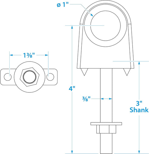 Seachoice Single Shank Bow Eye for Boat Trailer Winch Hook, 3 in. Shank, 1 in. Eye Diameter