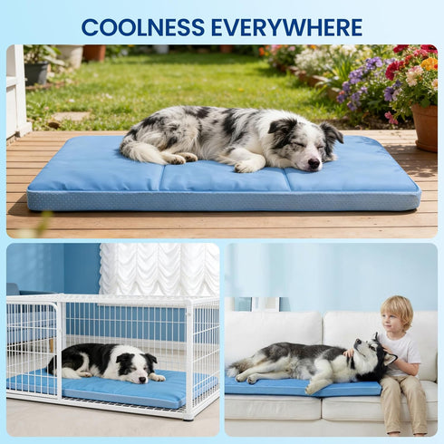 InVarme 36" 20": Summer 46-80 lbs Orthopedic Dog Cooling Mat x Extra-Thick Self-Cooling with Removable Memory Foam