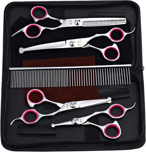 iSeaFly Dog Grooming Kit with Round Tip, 6 in 1 Cat Dog Grooming