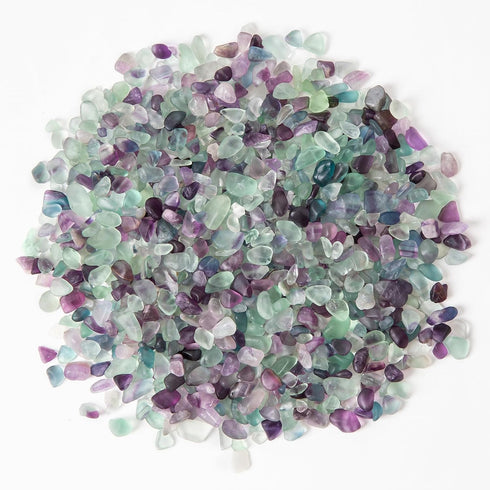 Polished Fluorite Gravel Rocks Bulk, 0.9 Lb/405g Natural Tumbled Crystal Chips for Fish Turtle Tank Decor
