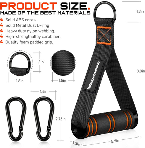 RENRANRING Gym Exercise Handles, Replacement Attachments for Cable Machine Pulleys and Strength Trainers