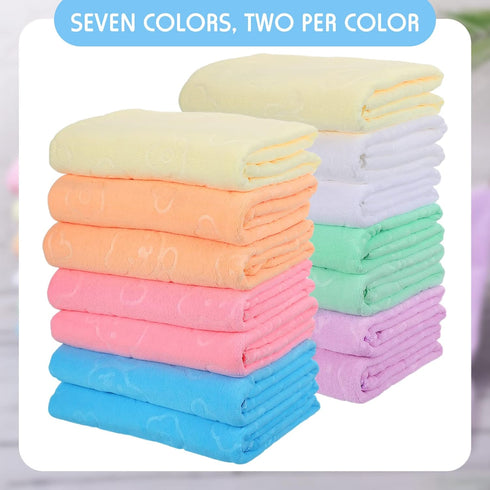 Tudomro 14 Pcs 55 x 28 Inch Bulk Dog Towels, Extra Large Quick Drying Towels for Dogs, 7 Colors for Medium & Large Dogs