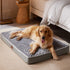 WNPETHOME Orthopedic X Large Dog Bed - Soft Rose Plush Waterproof Crate Bed with Removable Cover, Grey (42 x 30 x 4