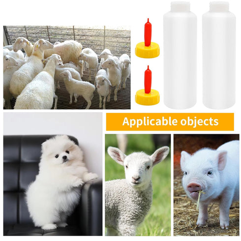 ZUDKSUY 6-Pack 400ml Set Goat & Lamb Feeding Bottles with Soft Nipples, Kid Livestock Nursing Kit for Baby Goats
