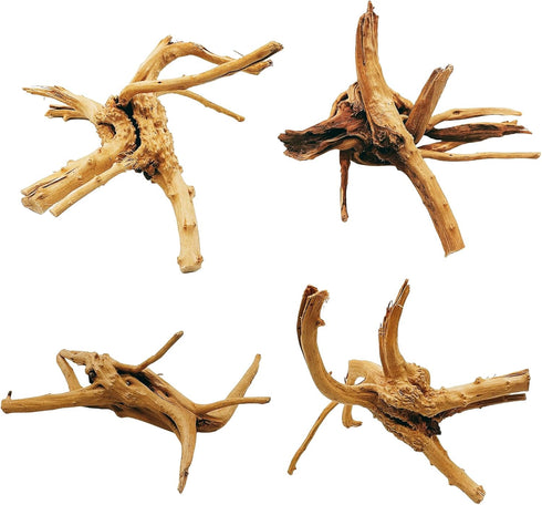 Hamiledyi 4 Pcs Driftwood for Aquarium, Natural Spider Wood Fish Tank Log Ornament