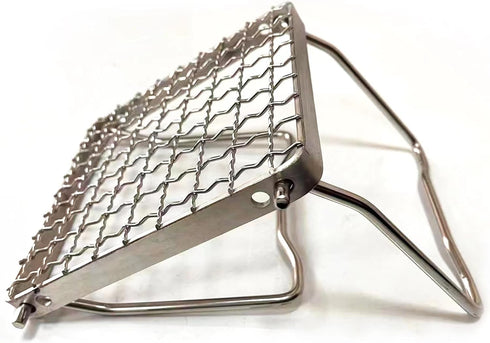 TreGoo Camp Grill with Foldable Legs - 304 Stainless Steel Grill Grate for Gas Stove, Ultralight Mini Campfire Stand,