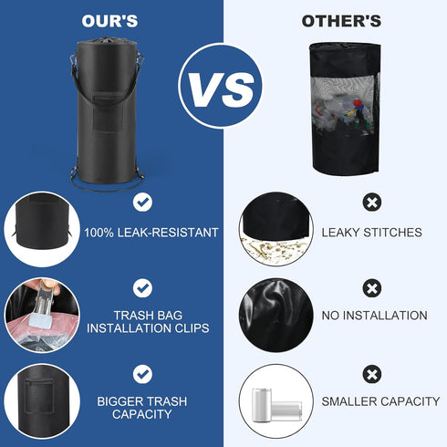 XHGWJSX 6 13 Waterproof Boat Trash Can with Clips, Gal Boat Trash Bag Holder with Pocket, Reusable Fast Cleaning