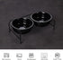 Porcelain Raised Cat or Small Dog Bowls - Heightened Metal Stand with Non-Slip Bottom, 15 Ounces (Black)
