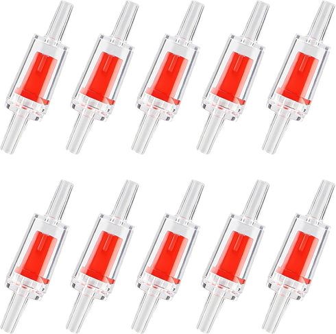 10PCS Aquarium Air Check Valve, One Way Non-Return for Air Pump, 3/16 Inch Airline Tubing, Fish Tank Accessories (Red)