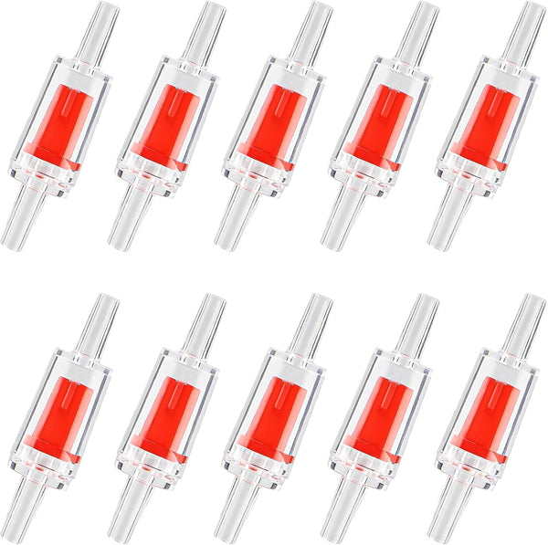 10PCS Aquarium Air Check Valve, One Way Non-Return for Air Pump, 3/16 Inch Airline Tubing, Fish Tank Accessories (Red)