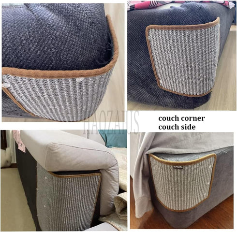 2PCS Cat Scratcher Mat Sofa Protector Natural Sisal Cat Scratching Mat Cat Scratch Couch Cover Grinding Claws Couch Guard Pad (11.8"x7.9" Gray)