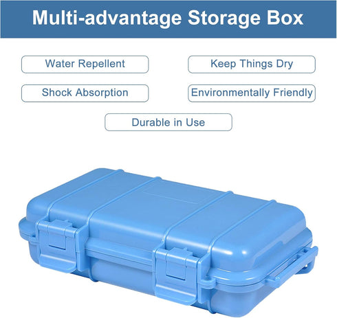 Waterproof Shockproof Box, Plastic Protective Hard Case for Outdoor Survival, Airtight Storage Container (S, Blue)