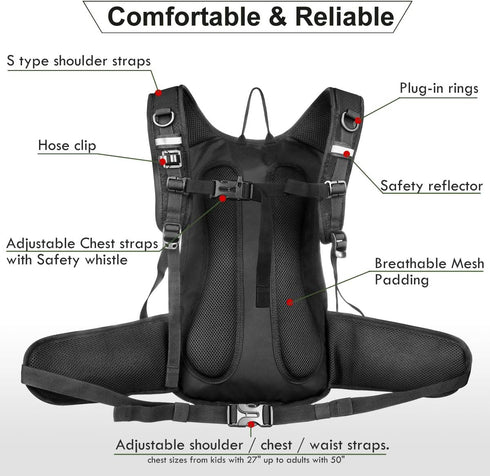 Insulated Hydration Backpack Pack with 3L BPA Free Leak Proof Water Bladder, Lightweight Daypack for Hiking & Camping