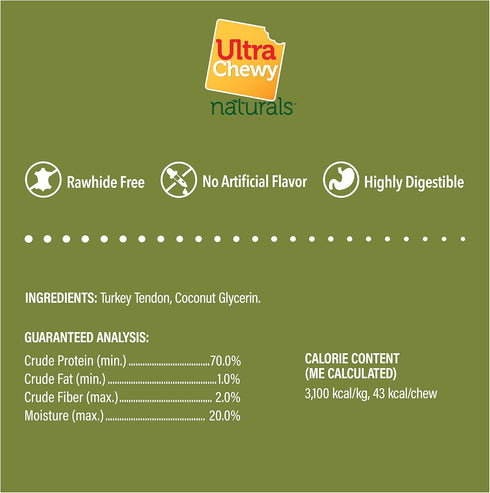 Ultra Chewy Turkey Tendon Knotted Bones for Dogs, Premium All-Natural, 3.5 Inches, 1 Pack
