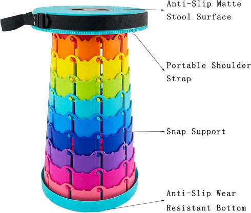 crysting 400lbs, Lightweight Folding Stool Upgraded Collapsible Chair, Retractable Stool with Load Capacity Portable