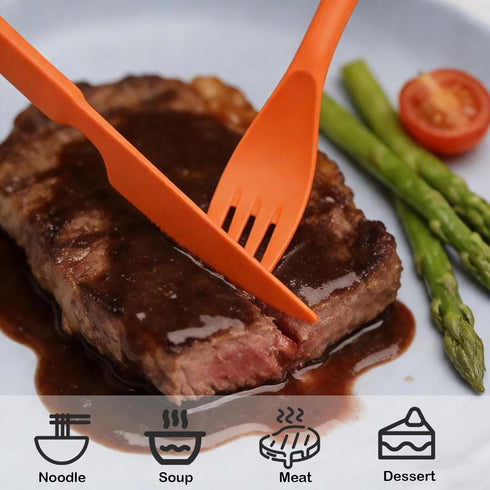 Set 4 Sets Set, Zoyiancy Reusable Utensils with Case, Portable Plastic Cutlery Fork Spoons Knife Tableware for Travel