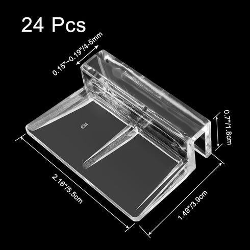 24 Pack Clear Acrylic Aquarium Lid Clips, DIY Fish Tank Holder for 5MM Aquarium Glass (5MM)