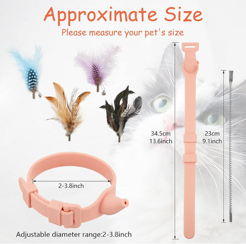 Sumind 6 Pcs Cat Collar Toy with Feather - Interactive Cat Stick Wand Toys with Bell for Indoor Kittens