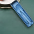 Reusable Travel Utensils Set with Case, Wheat Straw Portable Cutlery, Eco-Friendly Tableware for Kids, Adults, Blue