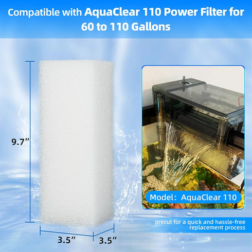 6-Pack 110, AQUANEAT Replacement Filter Sponge Pads, Aquarium Foam Insert Compatible with AquaClear Fish Tank Filter