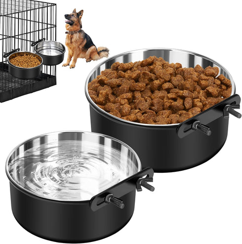 2 Pack No Spill Dog Crate Water Bowl, Hanging Kennel Bowls for Pet Cage Accessories