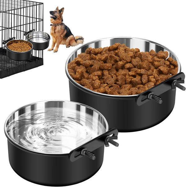 2 Pack No Spill Dog Crate Water Bowl, Hanging Kennel Bowls for Pet Cage Accessories