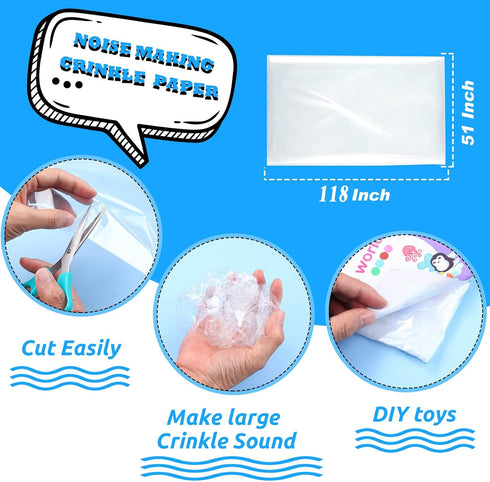 Zonon Noise Making Crinkle Paper Material for Baby Dog Cat Toys, Pet Supplies (51 x 118 Inch)