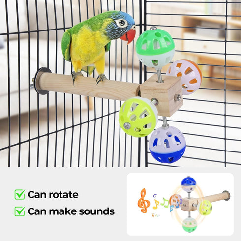 Matutinus Returns)(1PCS) Bird Stand Perch Toy with Rotating Balls, Bird Toys for Parakeets, Ideal for Parakeets