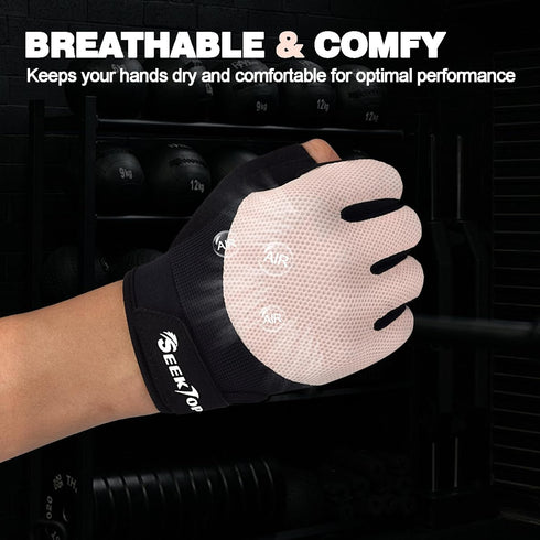 Seektop Breathable Workout Gloves for Women & Men, Thick Padded Weight Lifting Gloves, Full Palm Protection, Excellent