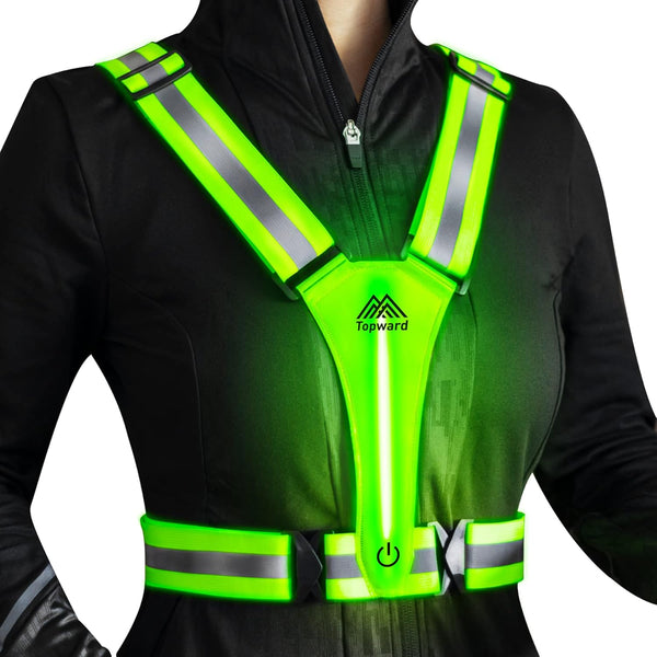 LED Reflective Vest Safety Gear, Light Up High Visibility Running Vest for Night Walking, Cycling