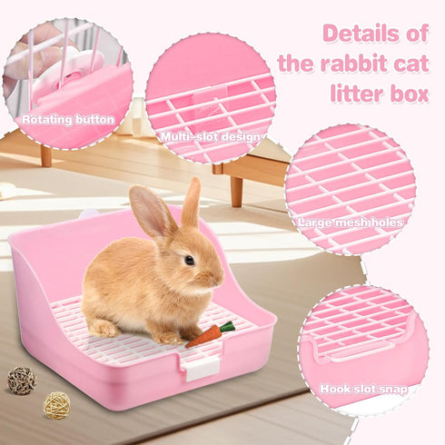 16 (16PCS)) Pcs Bunny Grooming Kit,Rabbit Litter Box, Bunny Toys,Blankets with Cleaning Supplies,Pet Toilet Potty