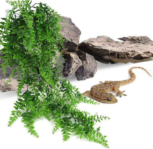 (6 Pack) PINVNBY Reptile Plants Hanging Fake Vines Boston Climbing Terrarium Plant with Suction Cup for Bearded Dragons