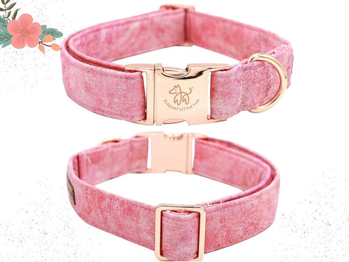 Elegant Little Tail Pink Girl Dog Collar for Female Dogs, Adjustable Pet Collar with Flower Gift for Large Dogs