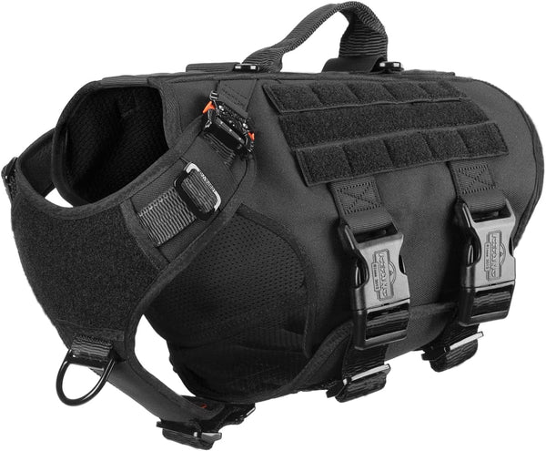 ICEFANG GN3 Tactical Dog Harness, M (25"-31" Girth), 6X Buckle, Molle Vest with Handle, No Pull Front Clip