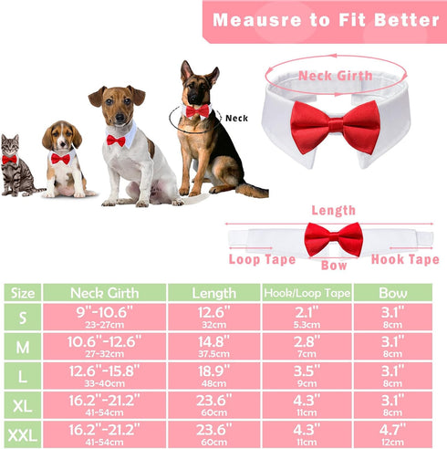 KOOLMOX Red Tuxedo Dog Bow Ties for Large Dogs, Adjustable White Collar Formal Pet Necktie for Small Medium Large
