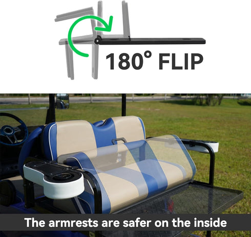 Golf Cart Armrest with Cup Holder for Rear Seat Kit