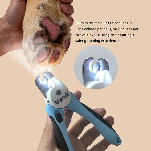 Vwvk Trimmers Dog Cat Nail Clippers & LED Light Illuminates Nails/Bloodline, Quick Sensor Safety Guard to Avoid Over