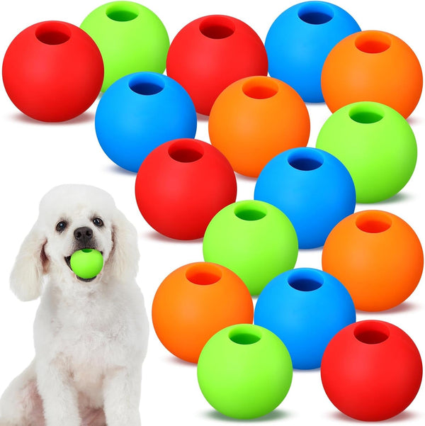 16 Pcs Rubber Fetch Balls, 2.5 Inch Colorful Dog Balls Toy for Small Medium Dogs, Indoor Outdoor Entertainment, 4 Colors