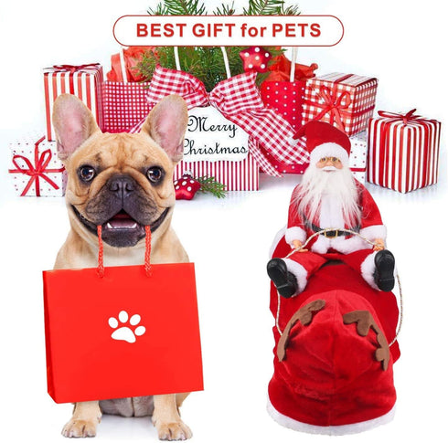 Idepet New Santa Dog Costume, Christmas Pet Clothes Winter Hoodie Coat for Dog, Chihuahua Yorkshire Poodle (2XL)