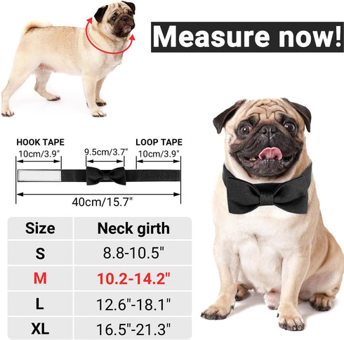 Segarty Bow Ties for Dogs, Adjustable Black Bowtie Collar for Small Medium Dogs, Durable Cats Neck Tie Tuxedo Comfortable Pets Bows Grooming Accessories for Formal Wedding Holiday Birthday Gift Party