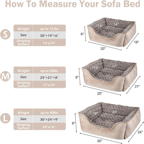 JOEJOY Washable Rectangle Dog Bed for Large Medium Small Dogs, Non-Slip Bottom, Soft Beige Calming Orthopedic Cuddler