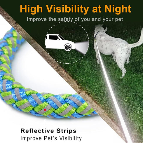 Reflective Dog Leash - 2/3/4/6/10 Foot Strong Nylon Rope Braided Heavy Duty for Large and Medium Small Dogs Walking